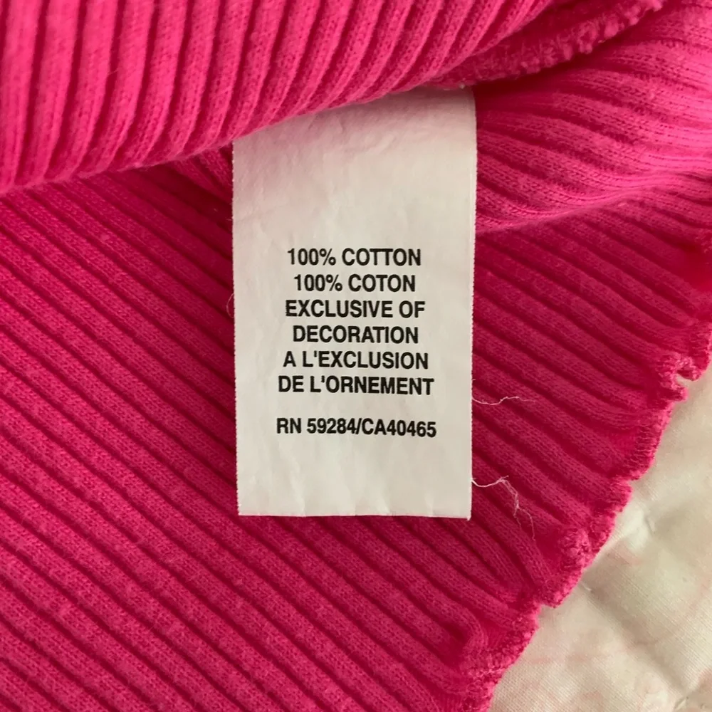 Children's Place Shirt Baby Girls 12 Months Hot Pink Ribbed Scalloped Stretchy